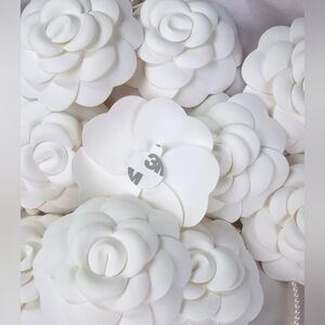 CHANEL White Camellia Flower 7.5cm Gift Wrap Packaging Accessory Authentic
